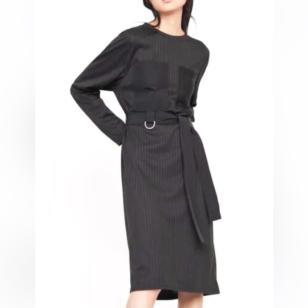 Zara Black Pinstripe Sheath Dress